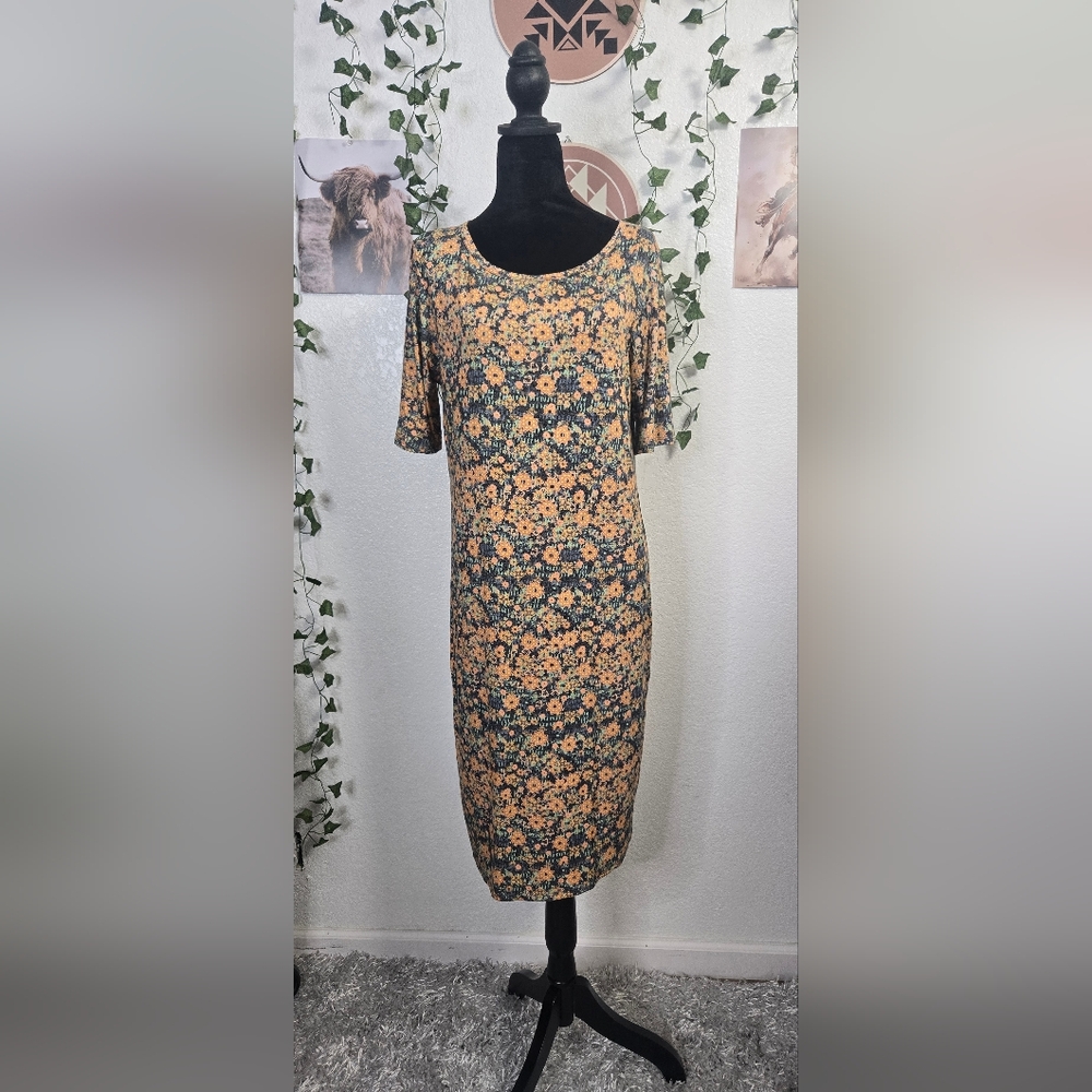 LuLaRoe Floral Dress - Black and Orange